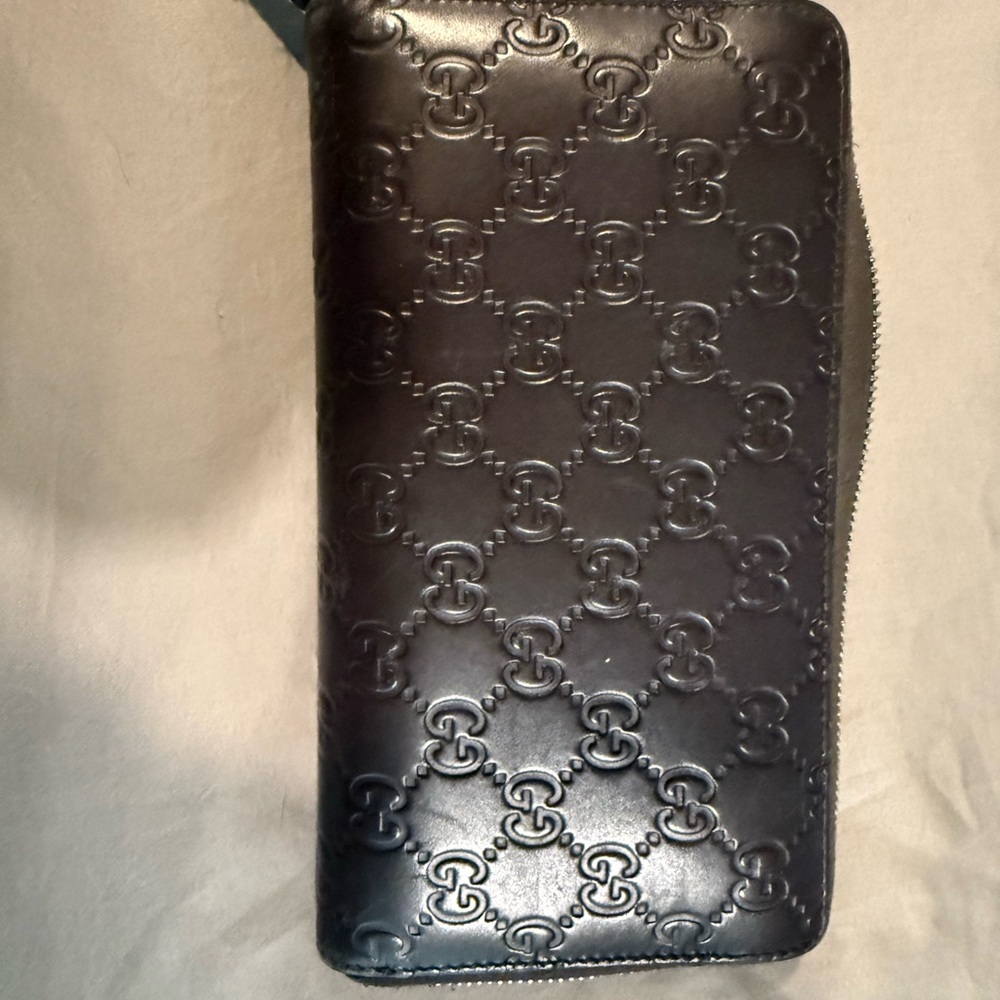 Gucci Brown Leather Embossed Wallet